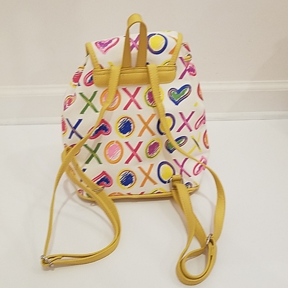 XOXO Colorful Yellow Trimmed White Backpack - Picture 5 of 5